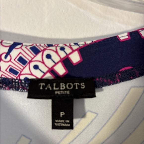 Talbots Jersey Paisley Shift Dress Size P. 3/4 Sleeve Boat Neck    SKU 11 - Picture 12 of 12